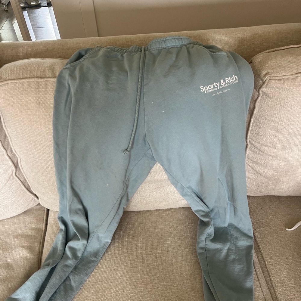 Sporty & Rich Kids' Teal-Green Joggers with White Logo